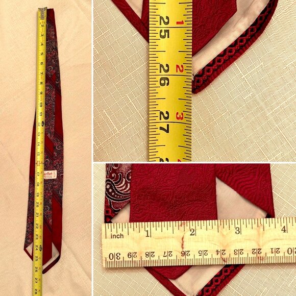 Vintage Fashion Craft Red Paisley Striped Tie Rockabilly Business Holiday - Picture 4 of 4